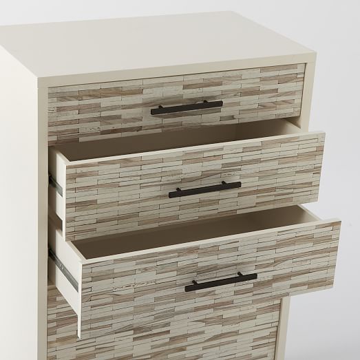 Wood Tiled 5 Drawer Dresser Wood Tiled 5 Drawer Dresser