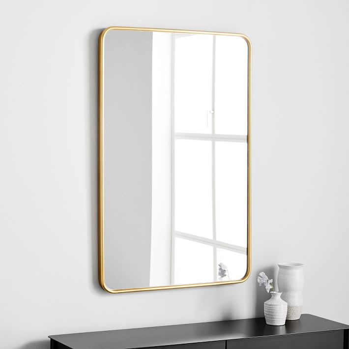 Modern Streamline Wall Mirror Antique Brass - Dining Room Mirrors Brass Modern Streamline Wall Mirror Antique Brass - Dining Room Mirrors Brass