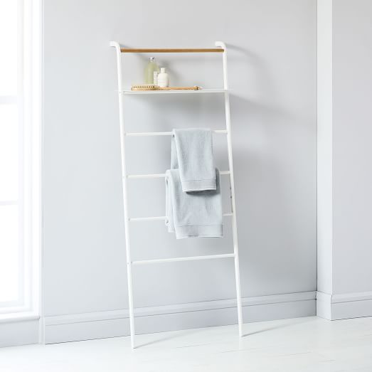 Leaning Ladders With Shelves Bathroom Organization