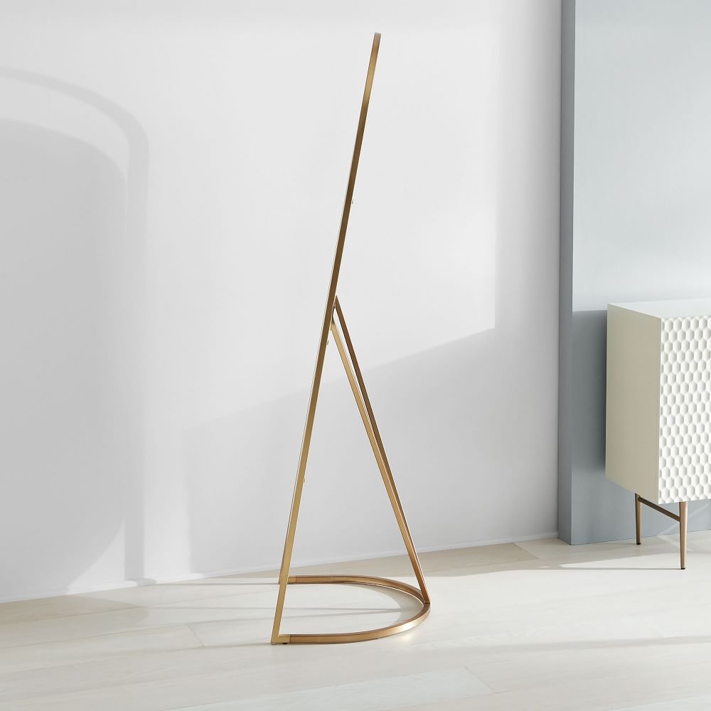 Folded Ellipse Standing Mirror Antique Brass West Elm