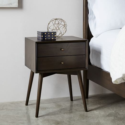 Mid Century Nightstand Dark Mineral