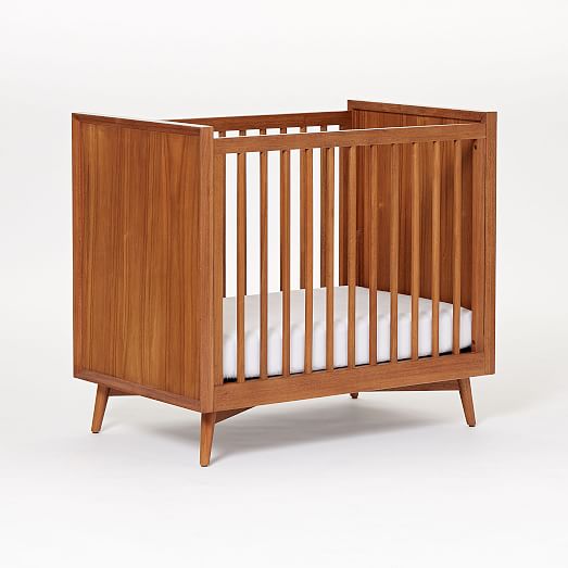Mid-Century Mini Baby Crib + Mattress 