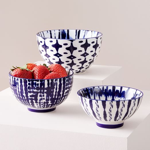 Indigo Tie Dye Nesting Bowls Set Of 3