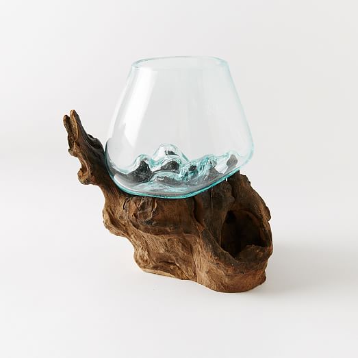 Wood Recycled Glass Terrariums - Melted Glass And Wood Terrarium Wood Recycled Glass Terrariums - Melted Glass And Wood Terrarium