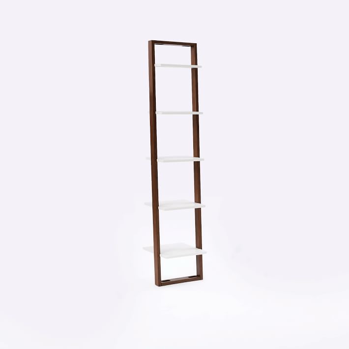 Ladder Bookshelf Narrow White Espresso