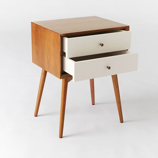 Mid Century Nightstand White Acorn