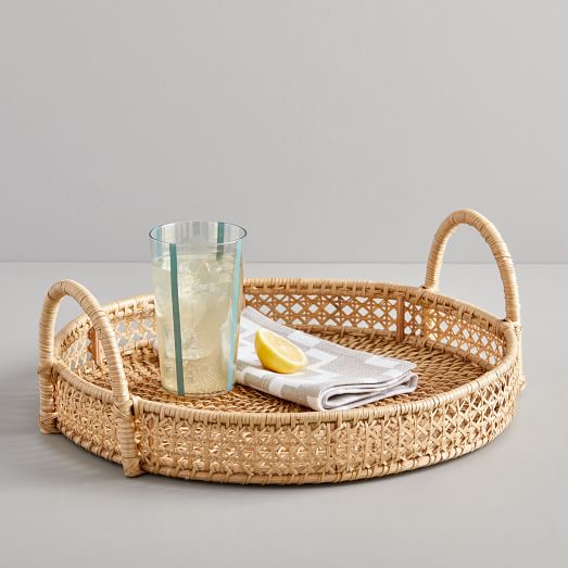 Rattan Round Serving Tray