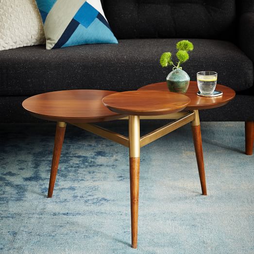 Clover Coffee Table Walnut Antique Brass