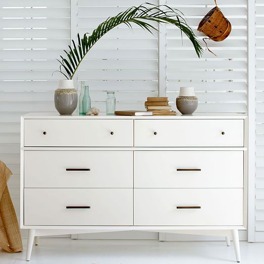 Mid Century 6 Drawer Dresser White Mid Century 6 Drawer Dresser White
