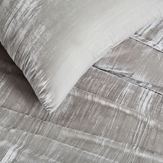 grey velvet pillow shams