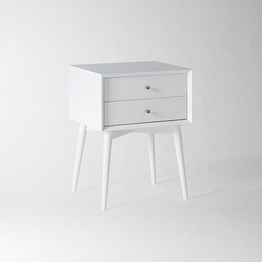 Mid Century Nightstand White Lacquer