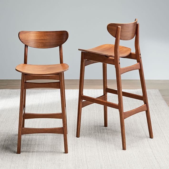 Classic Cafe Walnut Bar Counter Stools