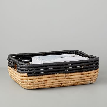 Woven Seagrass Underbed Storage Basket Natural Black