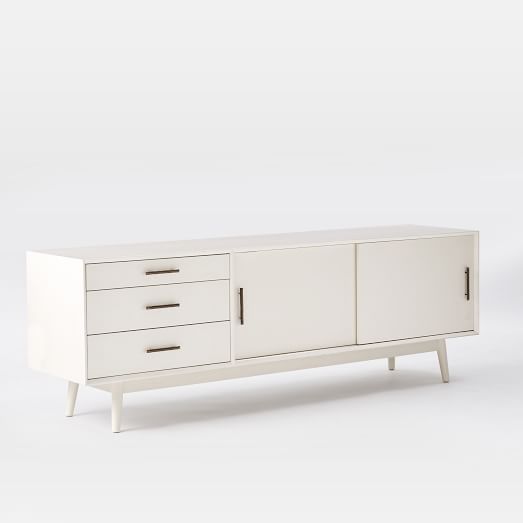 Mid Century Media Console 80 White