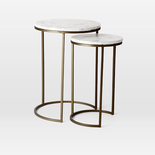 Marble Round Nesting Side Table Set Of 2