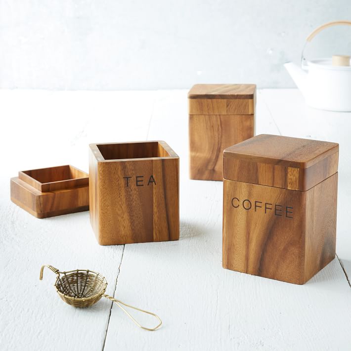 Acacia Wood Canisters, Kitchen Storage 