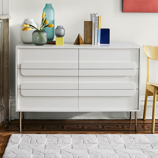 Gemini 6 Drawer Dresser White Lacquer Gemini 6 Drawer Dresser White Lacquer