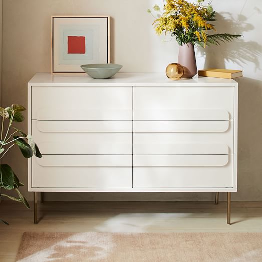 Gemini 6 Drawer Dresser White Lacquer Gemini 6 Drawer Dresser White Lacquer