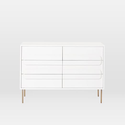 Gemini 6 Drawer Dresser White Lacquer Gemini 6 Drawer Dresser White Lacquer