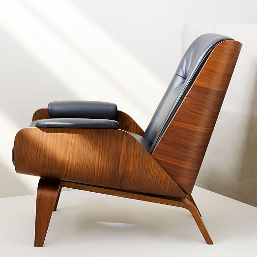 Paulo Bent Ply Leather Chair Paulo Bent Ply Leather Chair, Bent Wood Arm Recliner