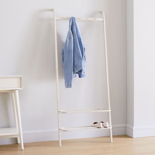 Bamboo Leaning Garment Rack Closet Organization