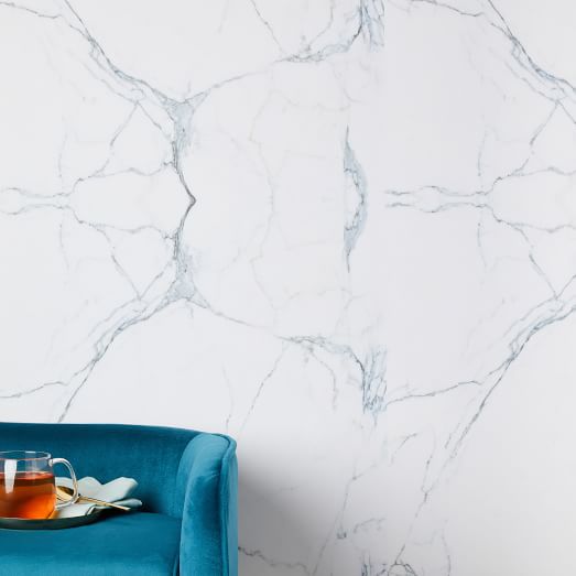 Chasing Paper Carrara Marble Removable Wallpaper White