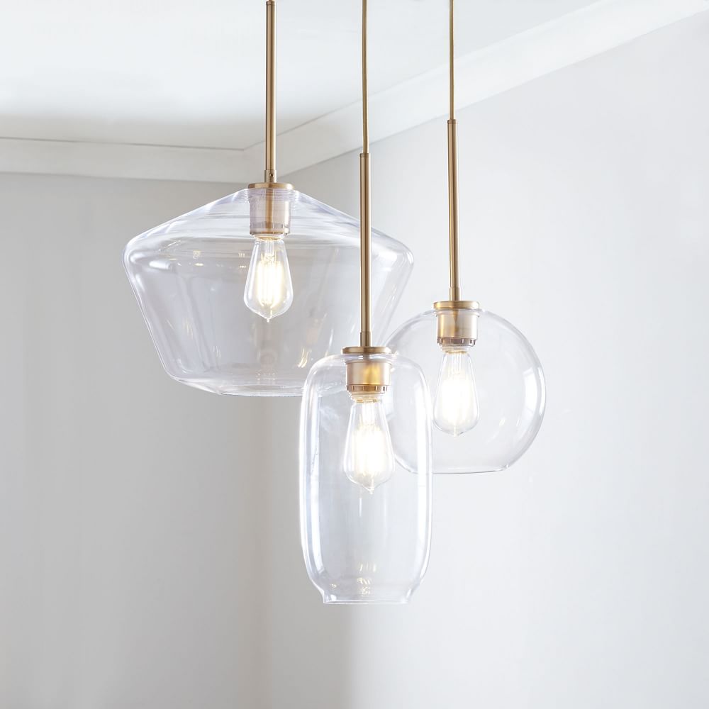 Sculptural Glass 3-Light Multi Chandelier - Clear | West Elm