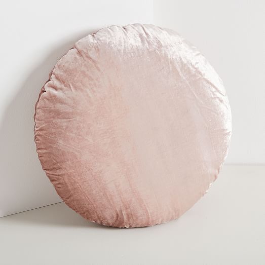 Dusty Pink Velvet Pillow 51, Light Pink Round Velvet Pillow Cover