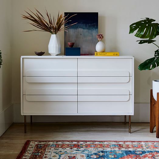 Gemini 6 Drawer Dresser White Lacquer Gemini 6 Drawer Dresser White Lacquer