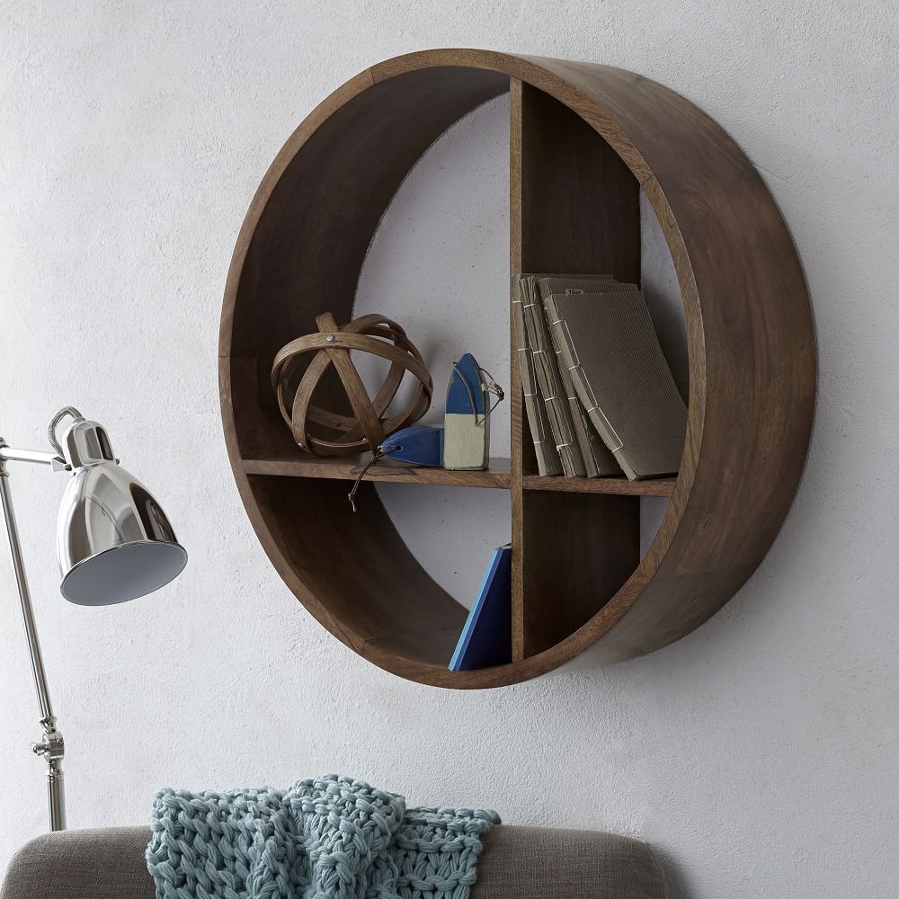 Round Shaped Wood Wall Shelf West Elm