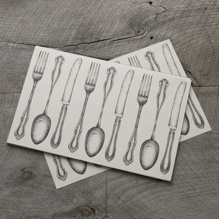 Kitchen Paper Placemats White Utensils West Elm   Img35o 