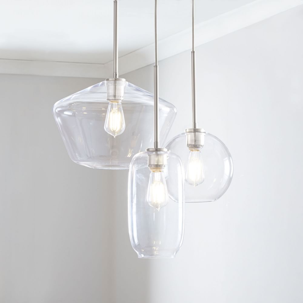 Sculptural Glass 3-Light Multi Chandelier - Clear | West Elm