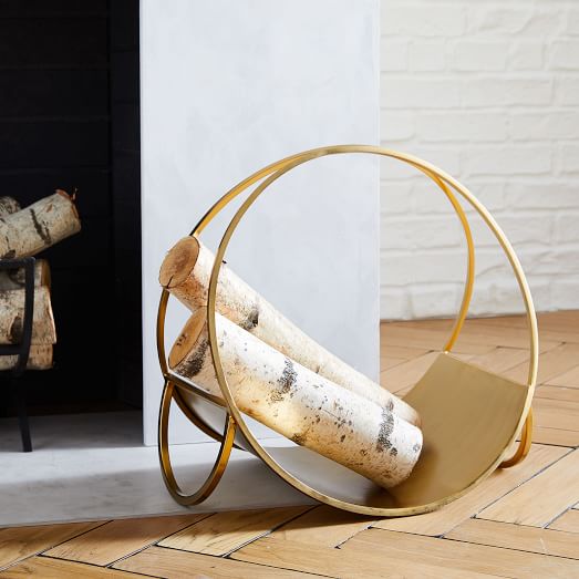 Graphic Fireplace Firewood Holder Antique Brass - Fireplace Wood Holder Indoor Gold Graphic Fireplace Firewood Holder Antique Brass - Fireplace Wood Holder Indoor Gold