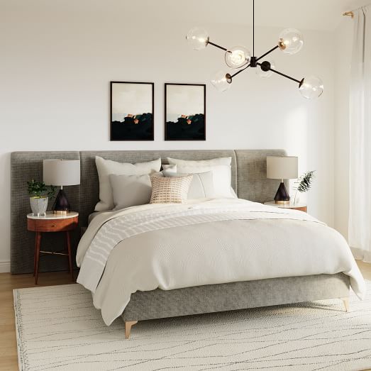 Andes Deco Upholstered Shelter Channel Storage Bed West Elm