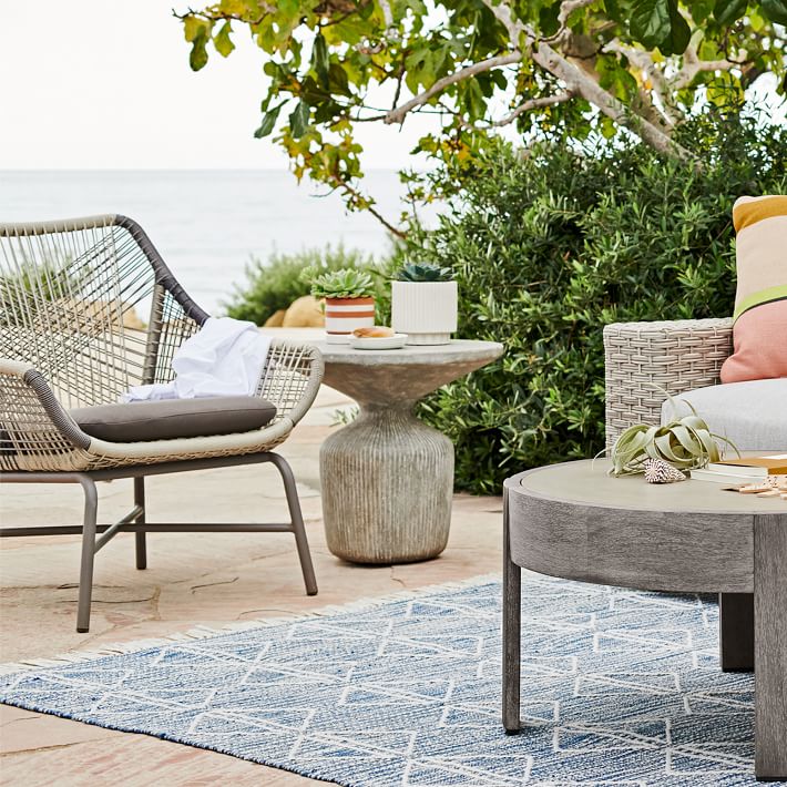 Tambor Concrete Outdoor Drum Side Table West Elm