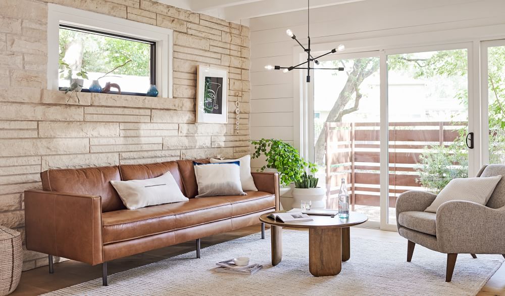 Axel Leather Sofa 89", Saddle Leather, Nut West Elm