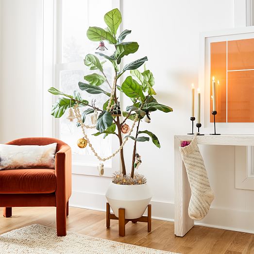 Ollain Artificial Fiddle Leaf Fig Plant with Potted 20 Tall Fake Plastic Faux Ficus Tree Floor Plant in Pot for Outdoor Window Box Planter Indoor Outside Home Garde Office Room Gardening Decoration