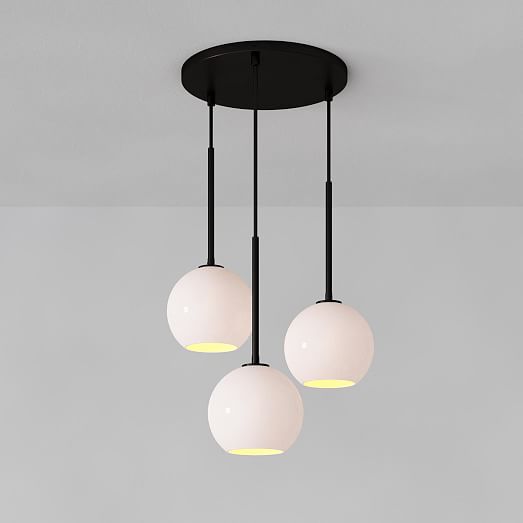Sculptural Glass 3 Light Globe Chandelier Milk
