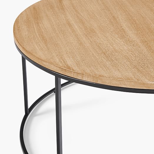 Streamline Round Coffee Table - Streamline Round Coffee Table Whitewashed Mango Wood Antique Bronze Streamline Round Coffee Table - Streamline Round Coffee Table Whitewashed Mango Wood Antique Bronze