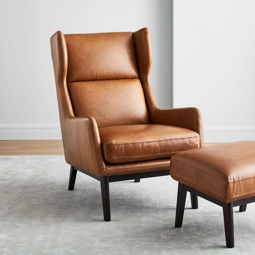 Ryder Leather Chair Ottoman Set