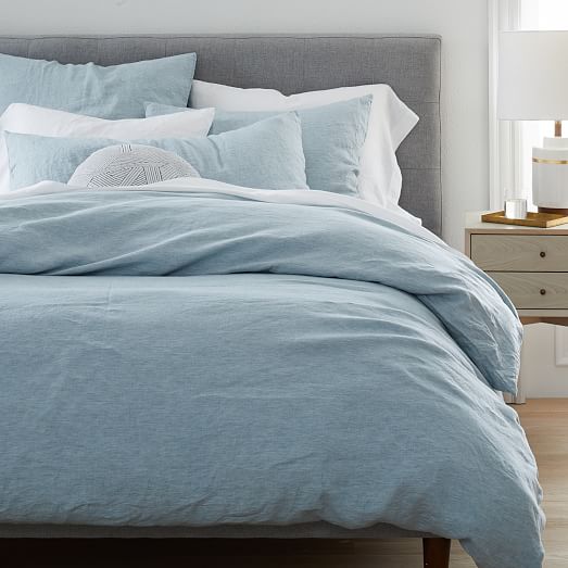 Details about beautiful modern chic blue aqua teal grey tropical. european flax linen duvet cover shams