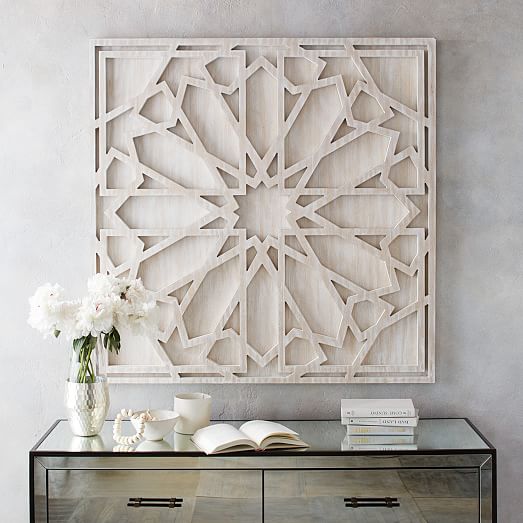 Graphic Wood Wall Art Whitewashed Square
