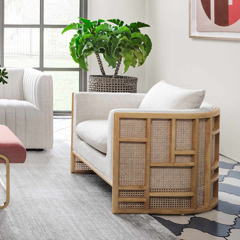 Upholstered Grid Back Chair | West Elm