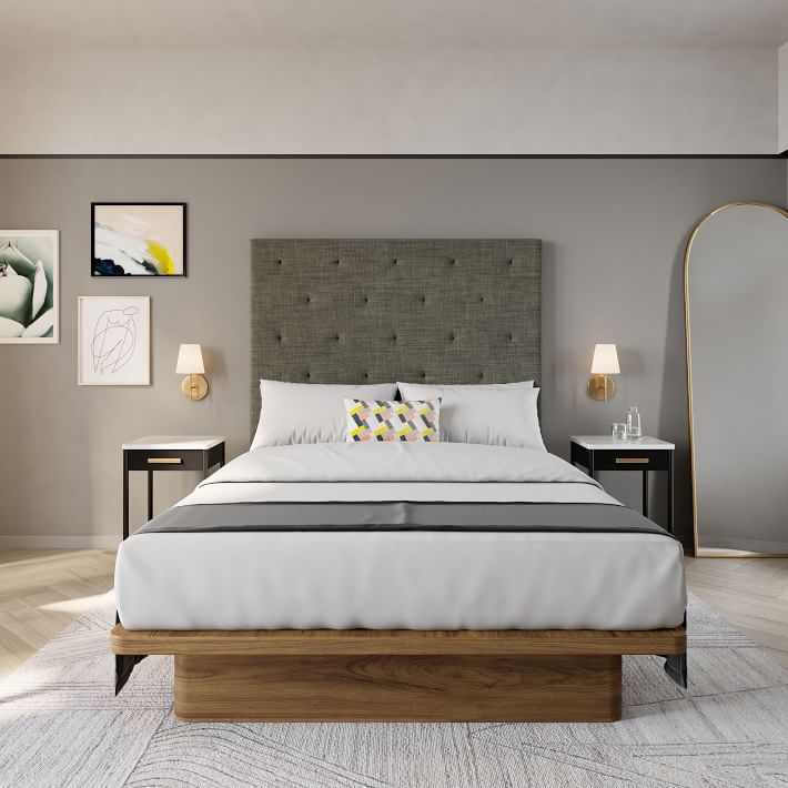 Diamond Tufted Wall Mounted Headboard Vegan Leather West Elm