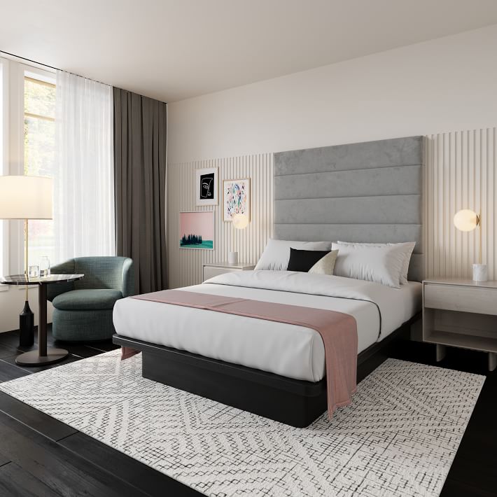 Panel Tufted Wall Mounted Headboard Vegan Leather West Elm