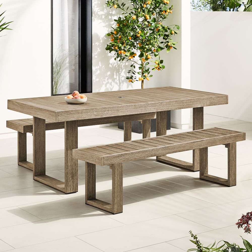 Portside Outdoor 76.5" Dining Table & 66" Bench Set West Elm