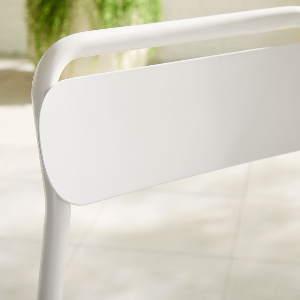 Halden Outdoor Dining Table & Metal Stacking Chairs Set Haze West Elm