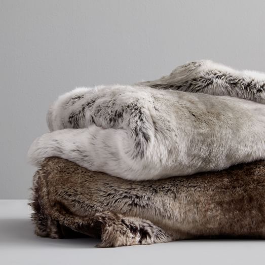 grey faux fur blanket