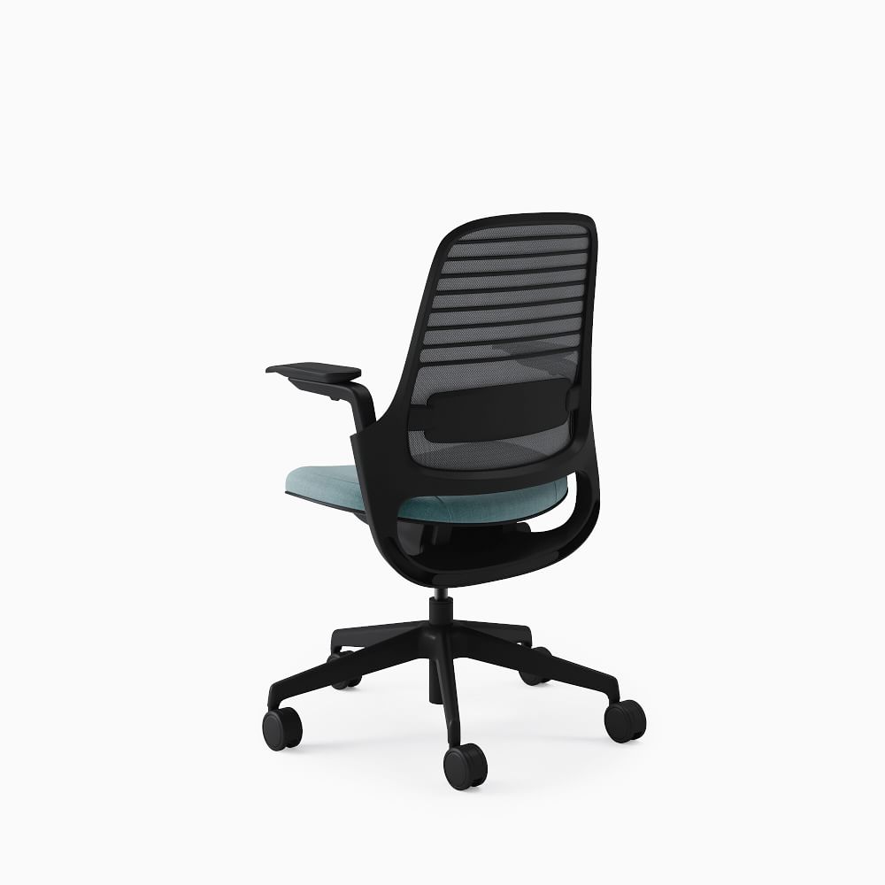 Steelcase Series 1 4Way Armed Task Chair, Hard Casters, Black Frame