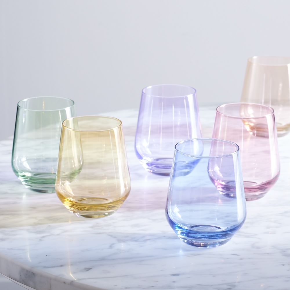 Estelle Colored Glass Stemless Wine Glass West Elm